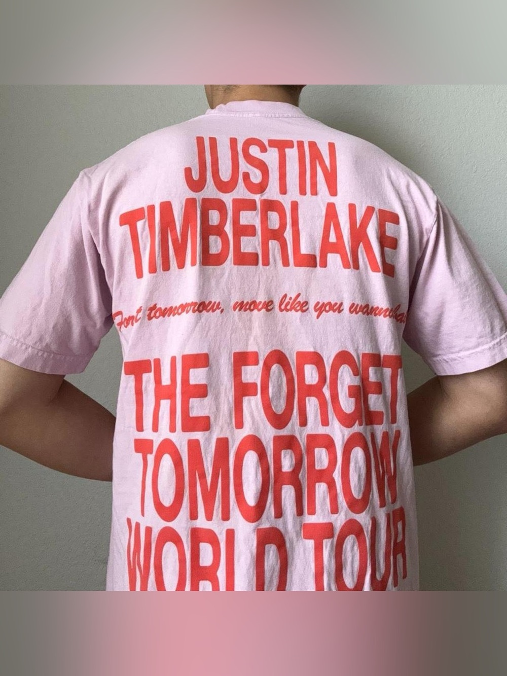 Justin Timberlake "The Forget Tomorrow" World Tour Pink Graphics Tee Shirt
